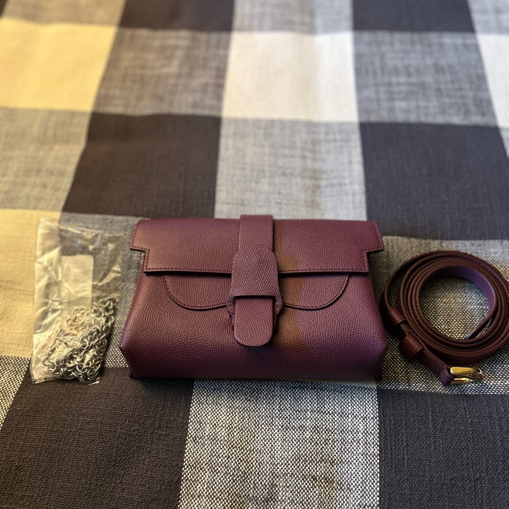 Senreve Aria Belt Bag- Aubergine with Leather and Chain Straps